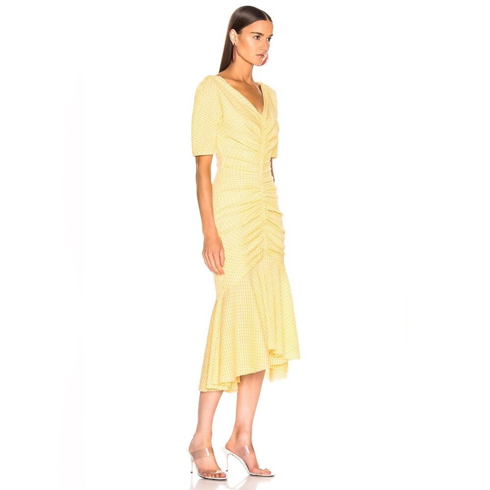 Staud Panier Dress Yellow Gingham - Picture 2 of 8